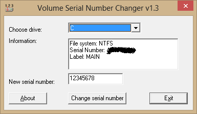 Volume Serial Number Changer
